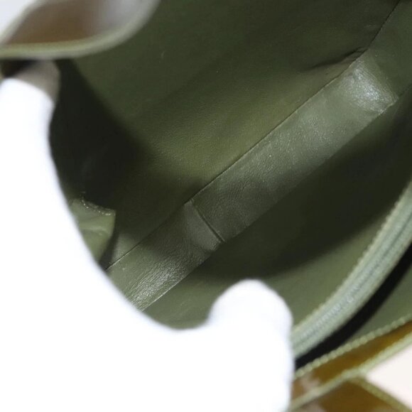 CHANEL Hand Bag Enamel Khaki CC Auth - Picture 12 of 15